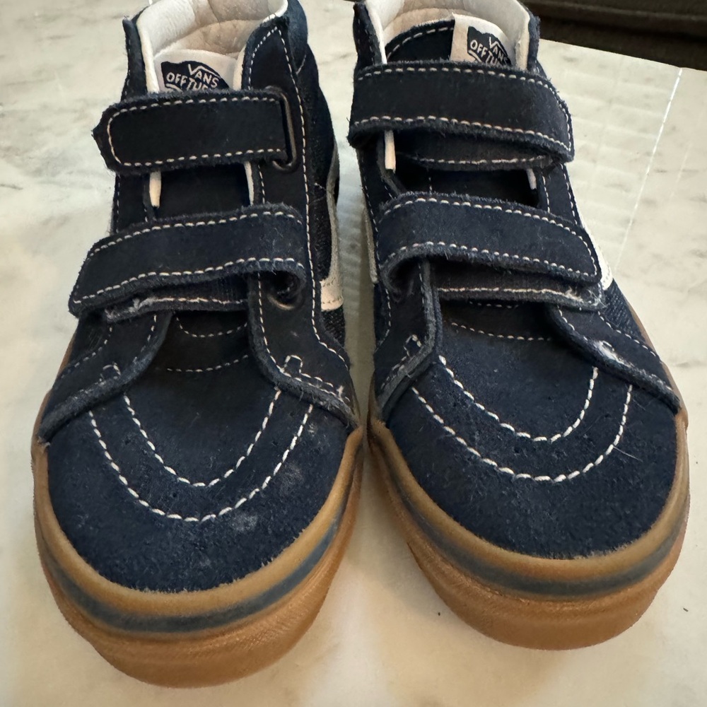 Dark blue denim high top Vans big boy size 3. Like new.